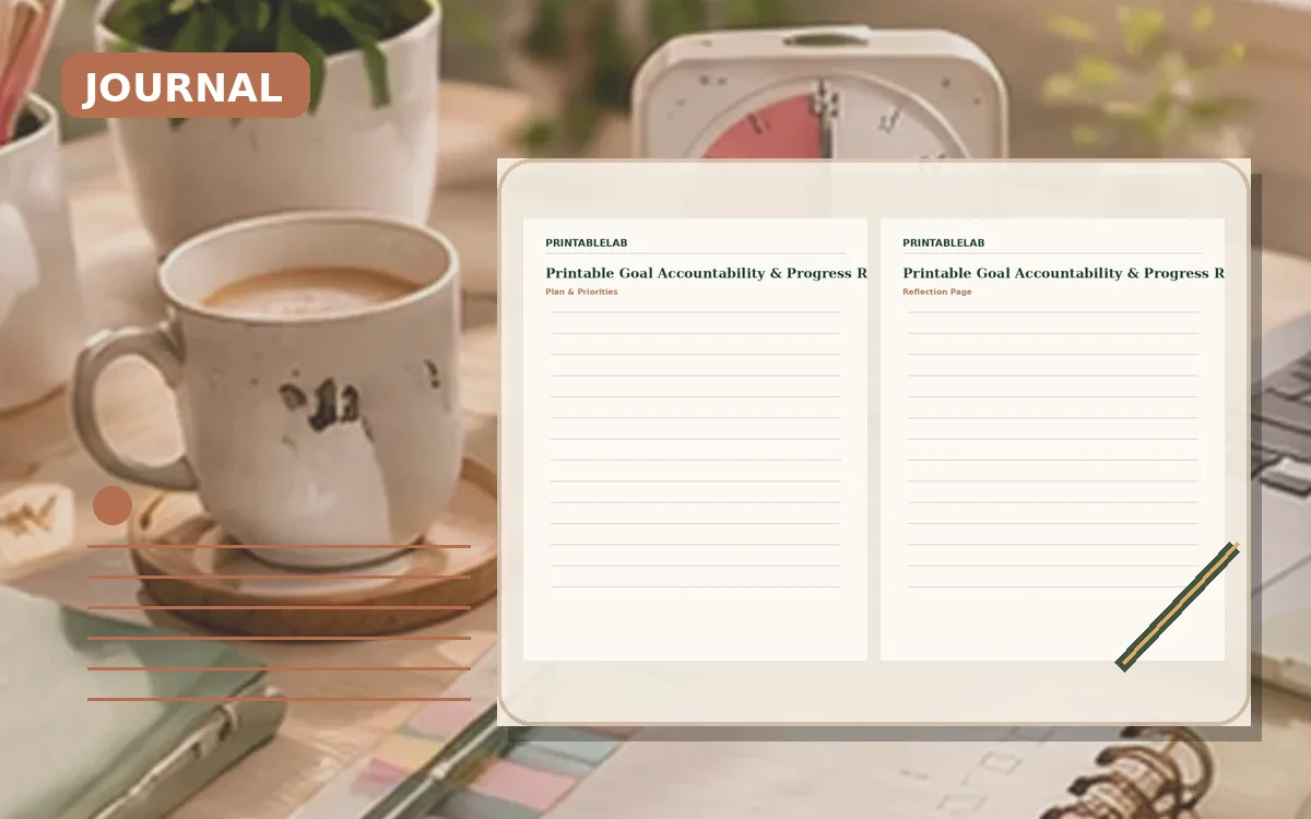 Printable Goal Accountability & Progress Reviews Journal cover
