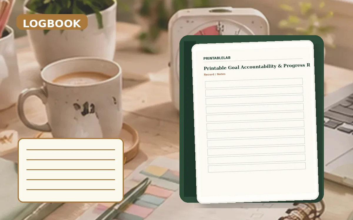 Printable Goal Accountability & Progress Reviews Logbook cover