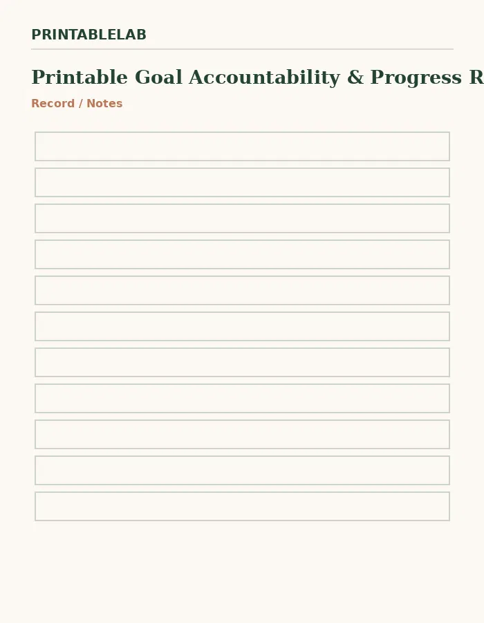Printable Goal Accountability & Progress Reviews Logbook preview 4