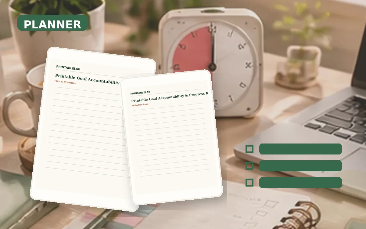 Printable Goal Accountability & Progress Reviews Planner cover