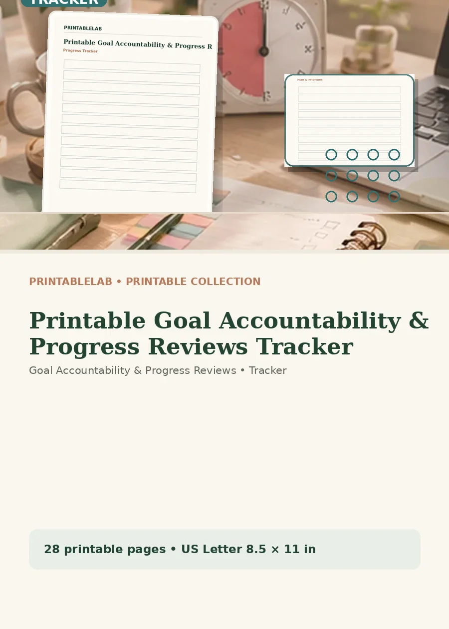 Printable Goal Accountability & Progress Reviews Tracker cover