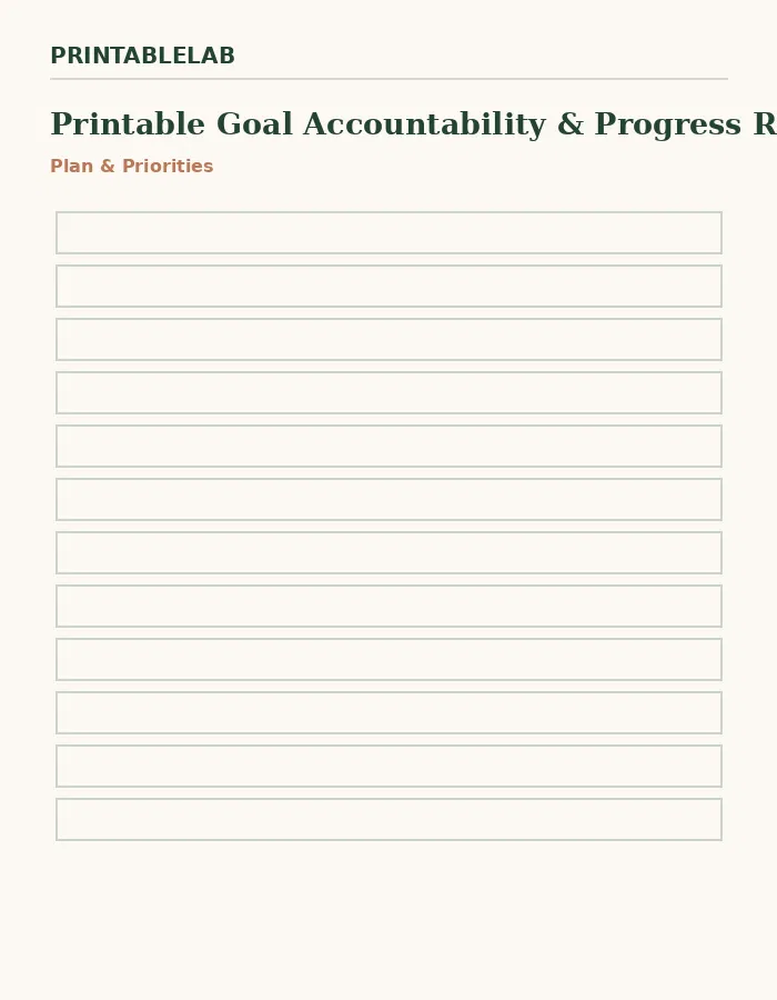 Printable Goal Accountability & Progress Reviews Tracker preview 1