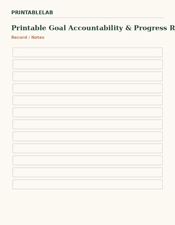 Printable Goal Accountability & Progress Reviews Tracker preview 4