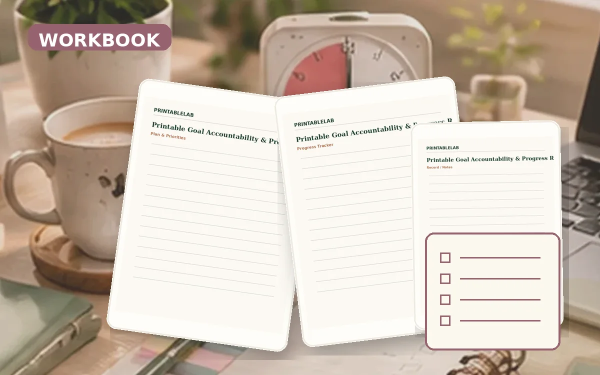 Printable Goal Accountability & Progress Reviews Workbook cover