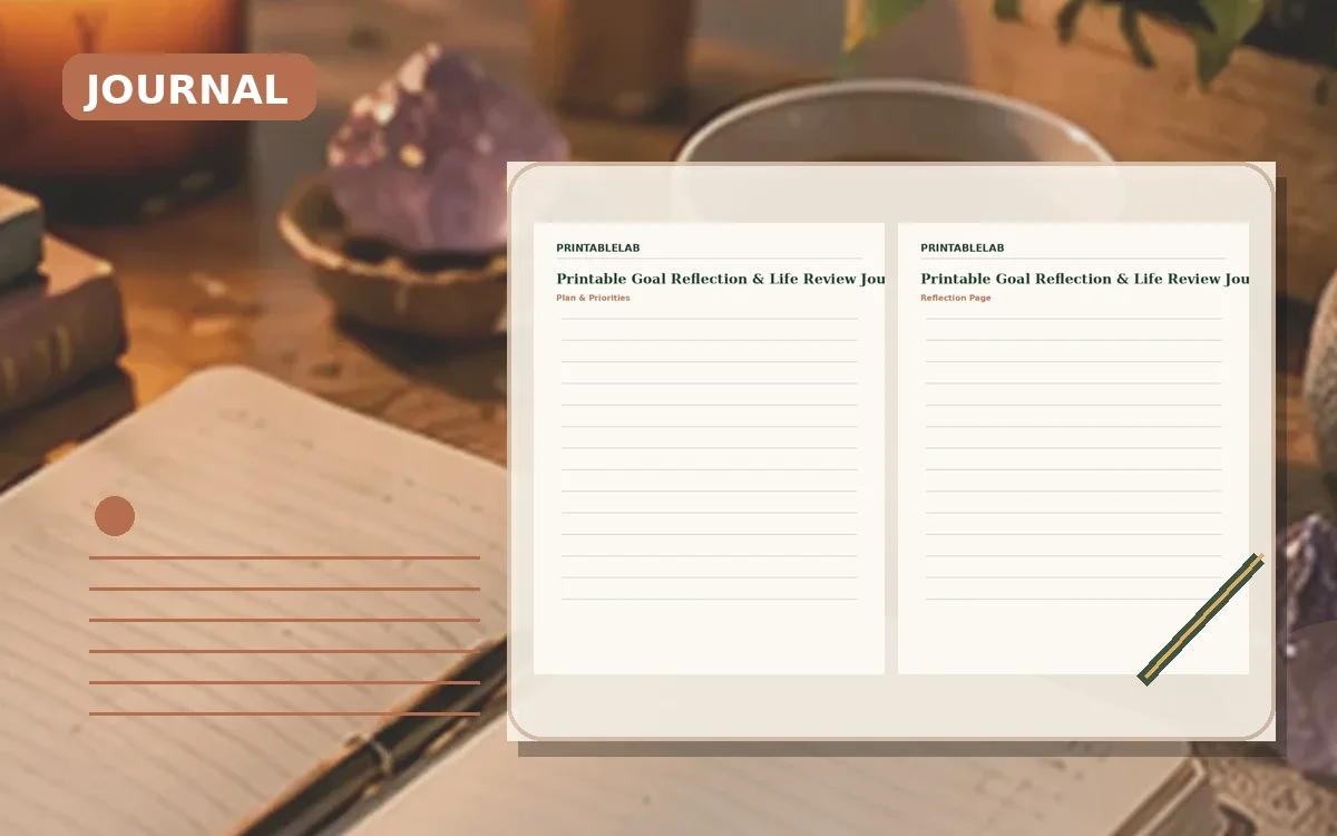 Printable Goal Reflection & Life Review Journal cover