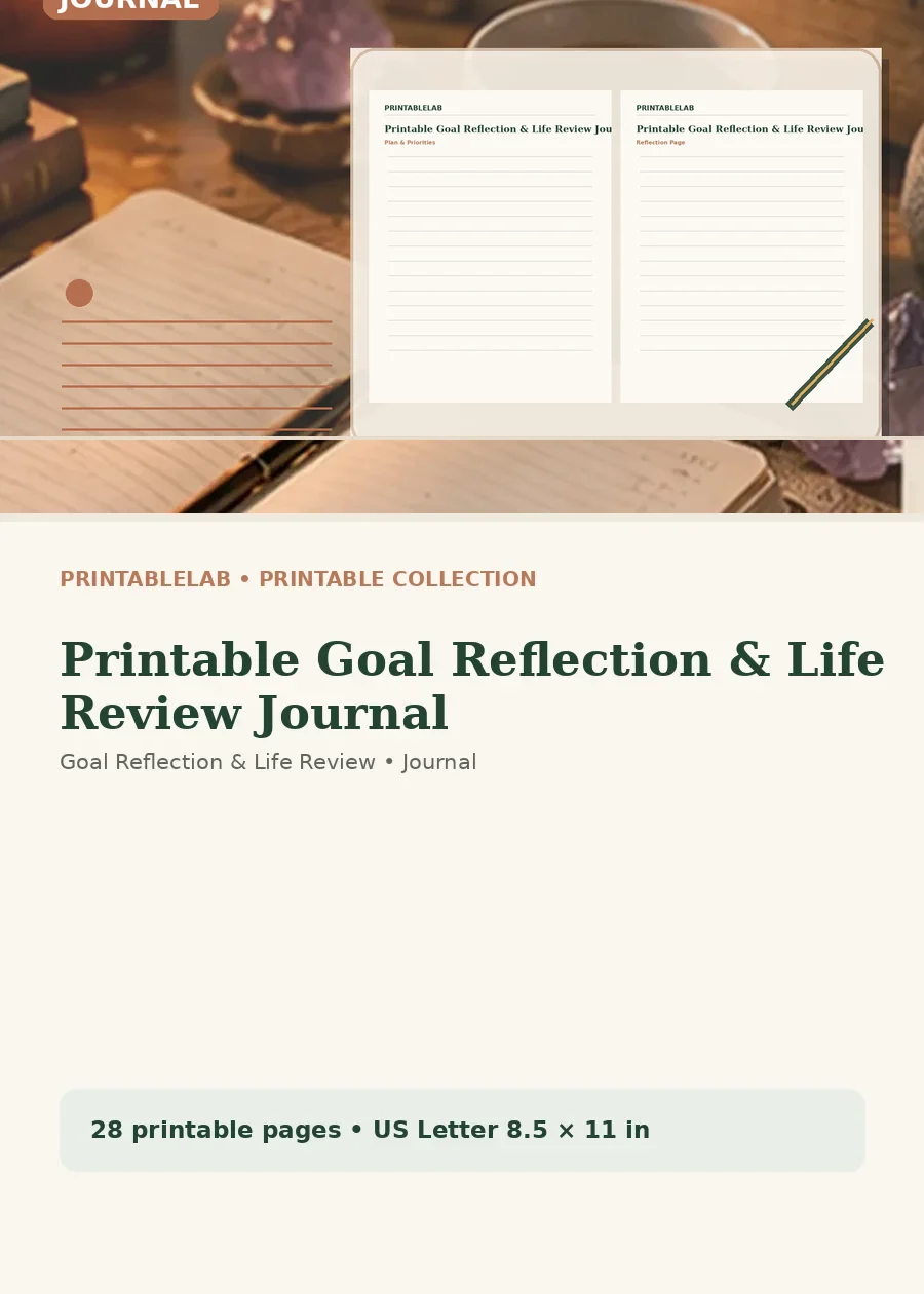 Printable Goal Reflection & Life Review Journal cover
