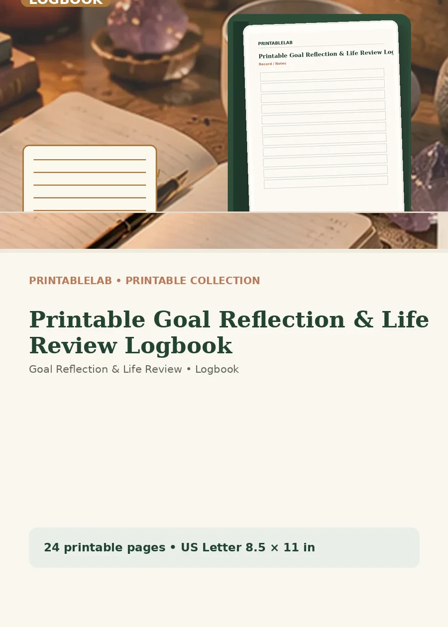 Printable Goal Reflection & Life Review Logbook cover