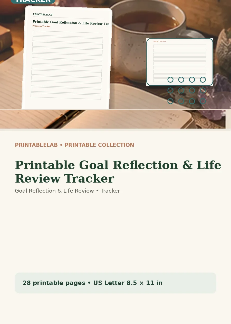 Printable Goal Reflection & Life Review Tracker cover