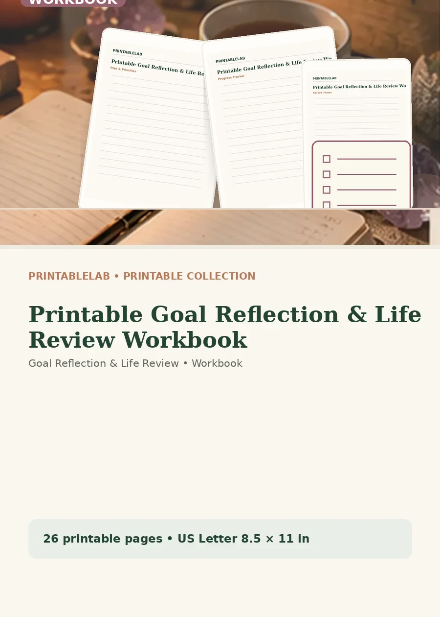Printable Goal Reflection & Life Review Workbook cover
