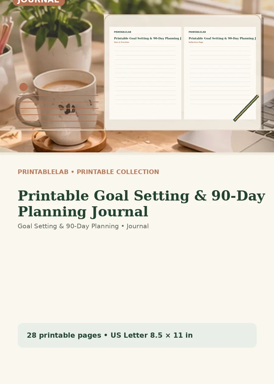 Printable Goal Setting & 90-Day Planning Journal cover