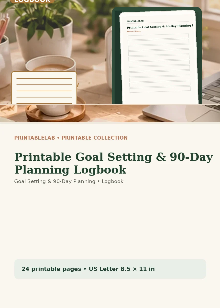 Printable Goal Setting & 90-Day Planning Logbook cover