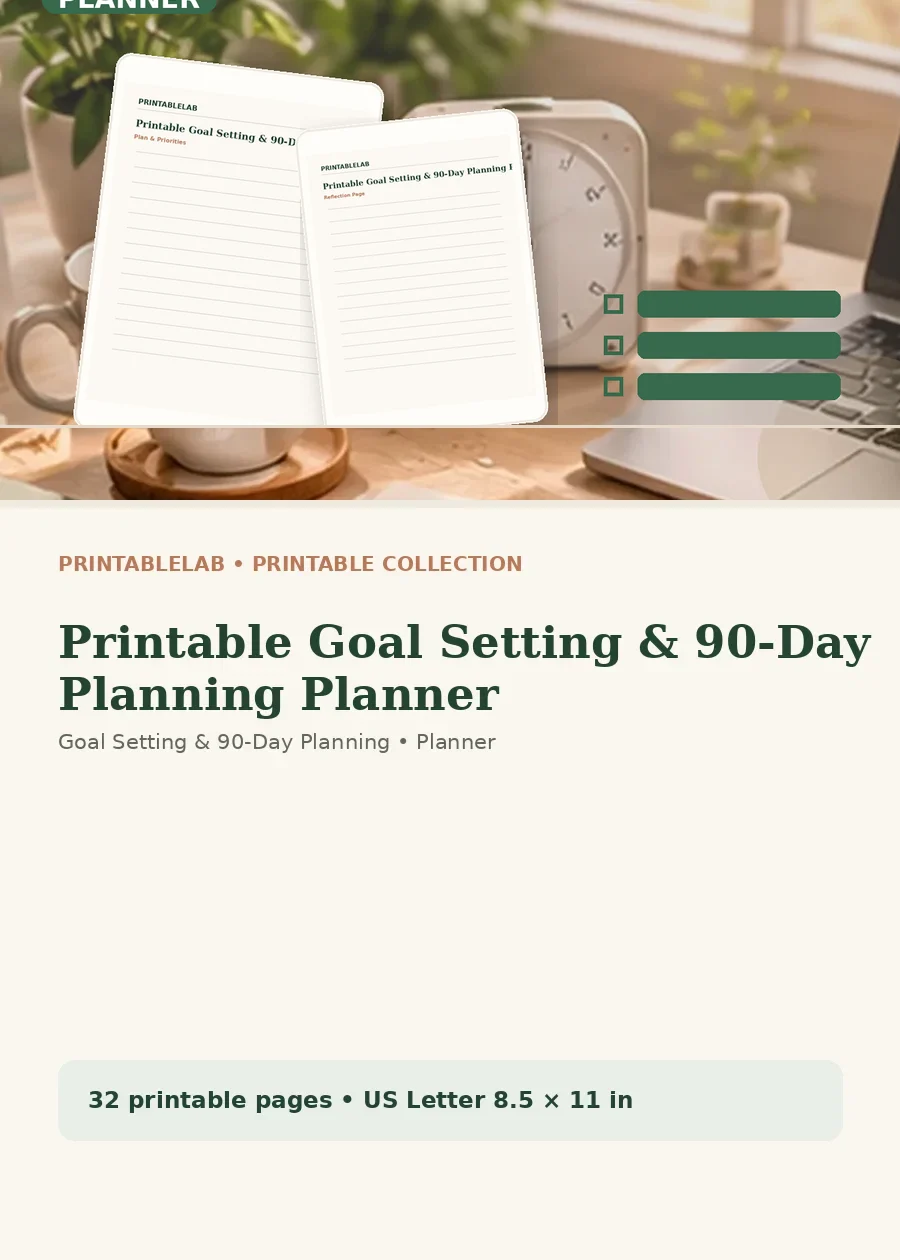Printable Goal Setting & 90-Day Planning Planner cover