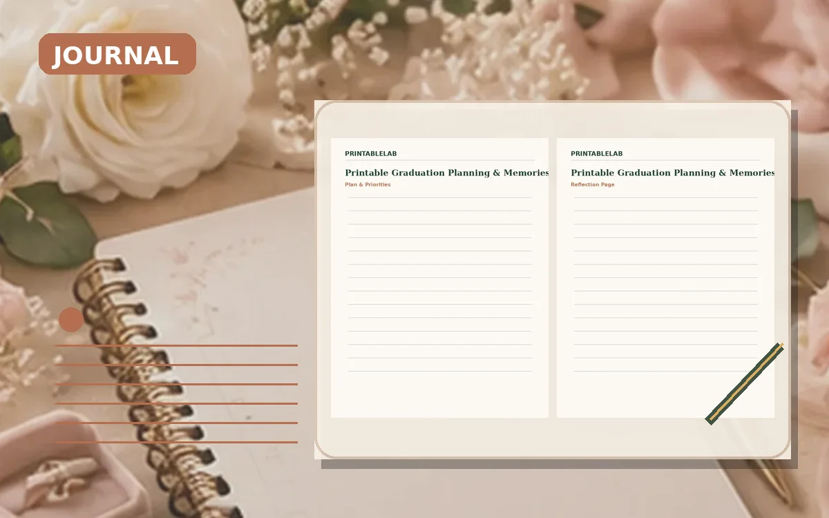 Printable Graduation Planning & Memories Journal cover