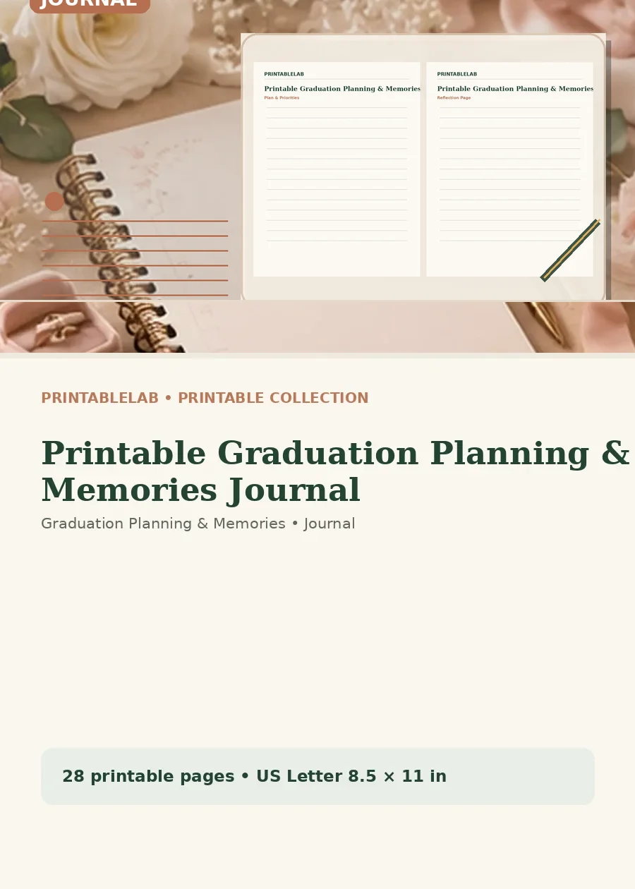 Printable Graduation Planning & Memories Journal cover