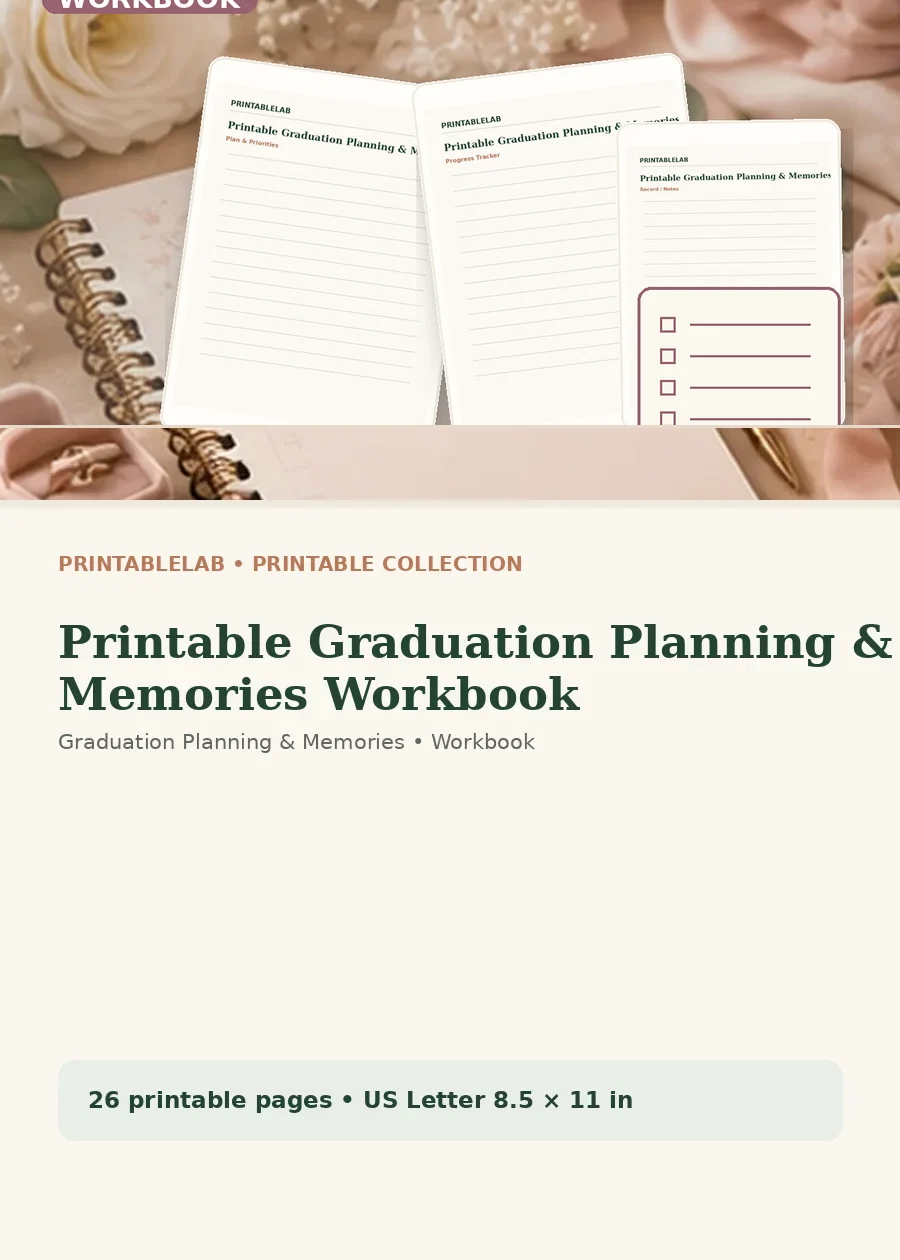 Printable Graduation Planning & Memories Workbook cover