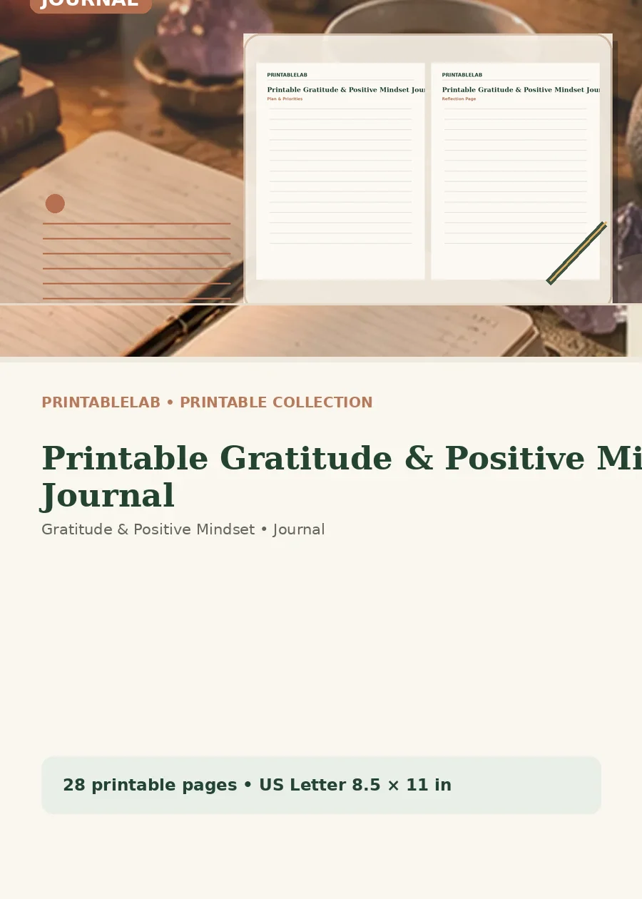 Printable Gratitude & Positive Mindset Journal cover