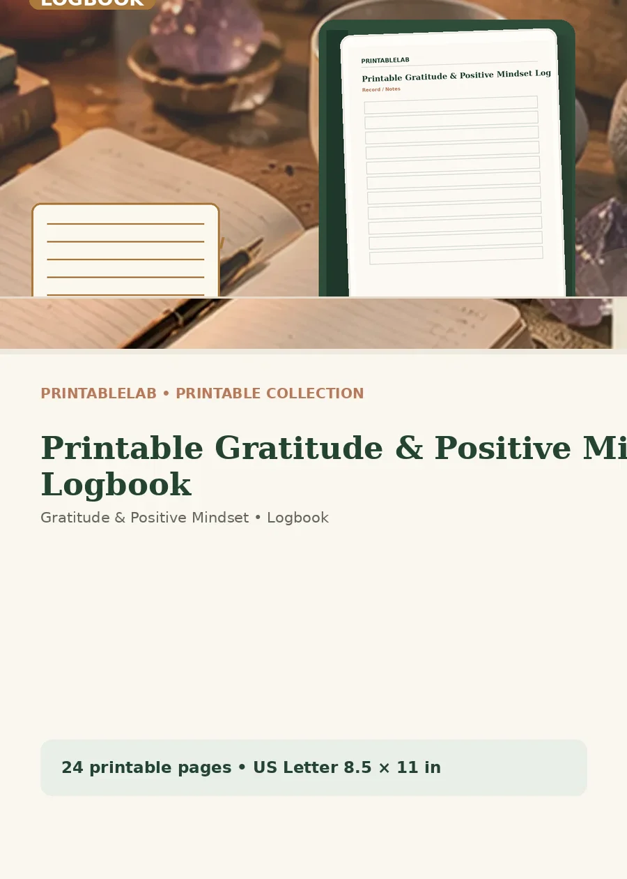 Printable Gratitude & Positive Mindset Logbook cover