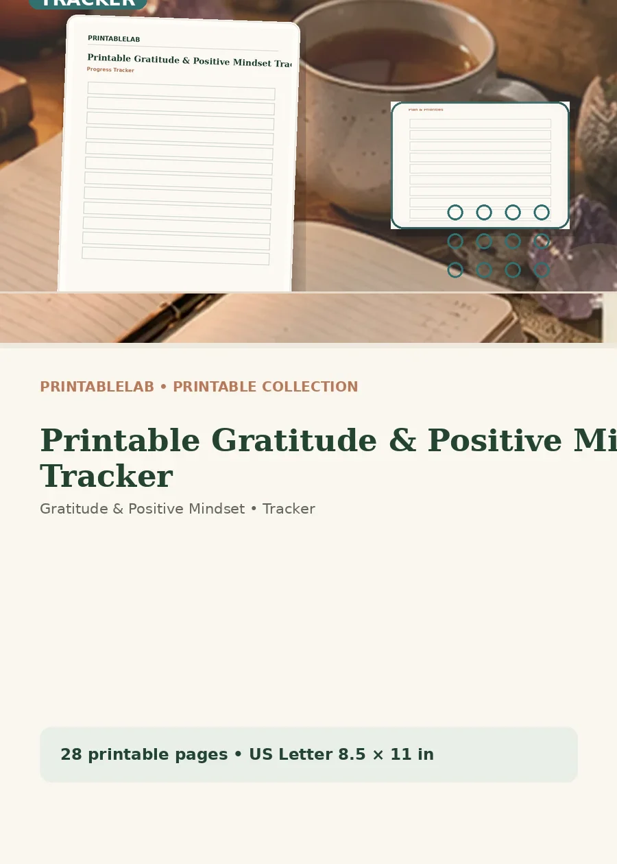 Printable Gratitude & Positive Mindset Tracker cover