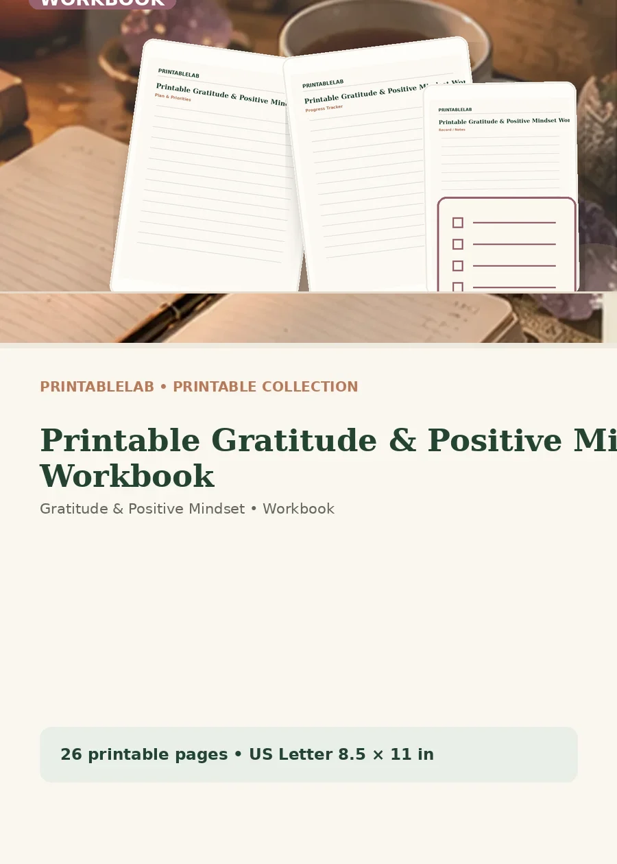 Printable Gratitude & Positive Mindset Workbook cover