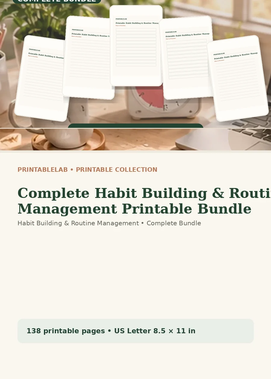Complete Habit Building & Routine Management Printable Bundle cover