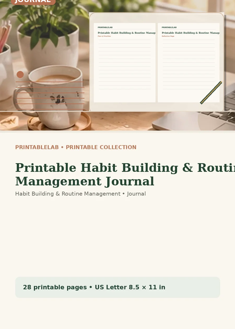 Printable Habit Building & Routine Management Journal cover