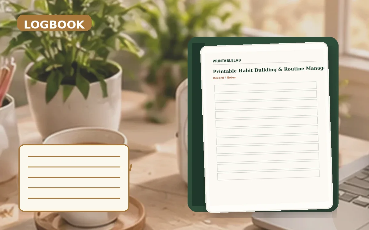 Printable Habit Building & Routine Management Logbook cover