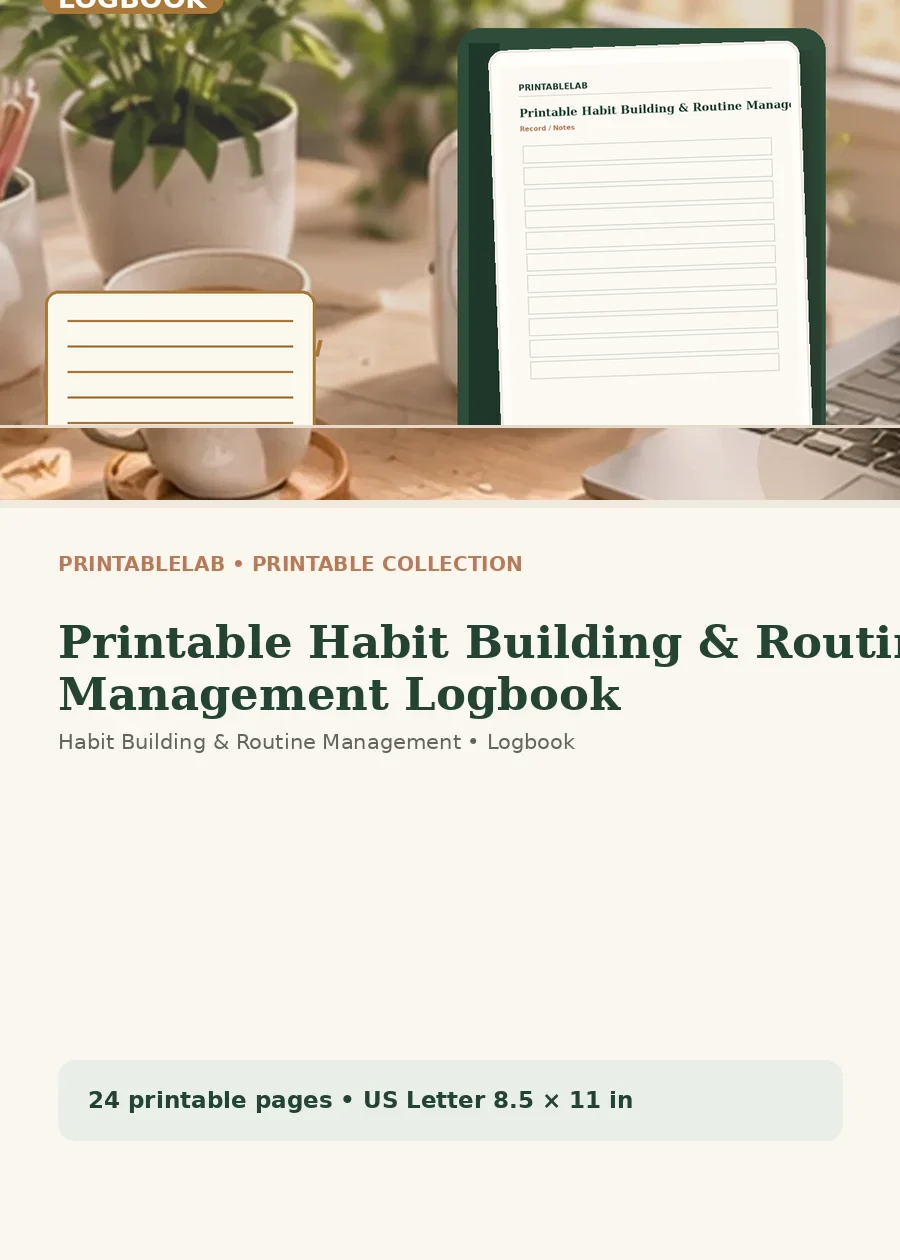 Printable Habit Building & Routine Management Logbook cover