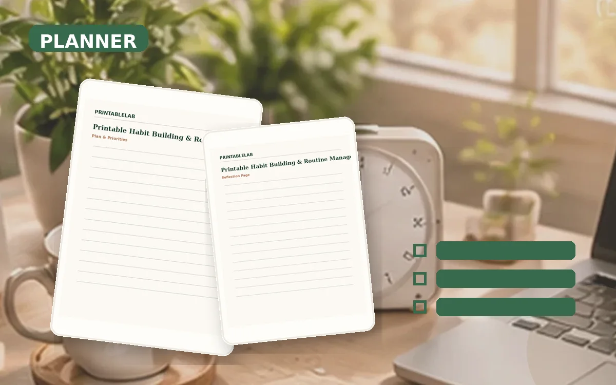 Printable Habit Building & Routine Management Planner cover