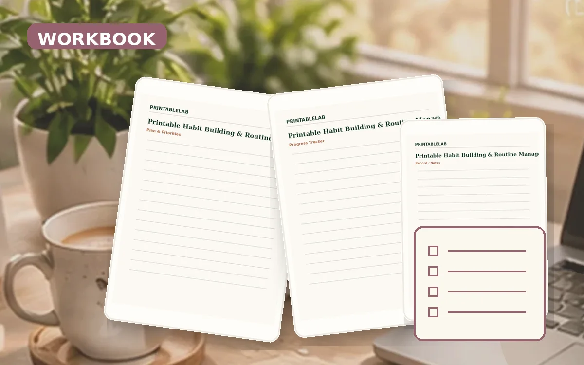 Printable Habit Building & Routine Management Workbook cover