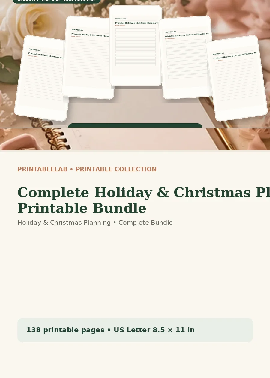 Complete Holiday & Christmas Planning Printable Bundle cover