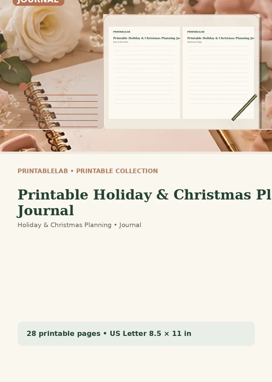 Printable Holiday & Christmas Planning Journal cover
