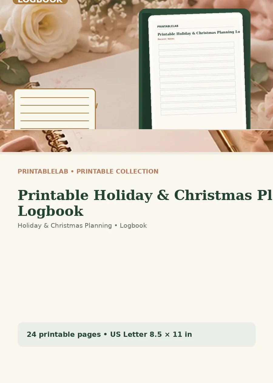 Printable Holiday & Christmas Planning Logbook cover
