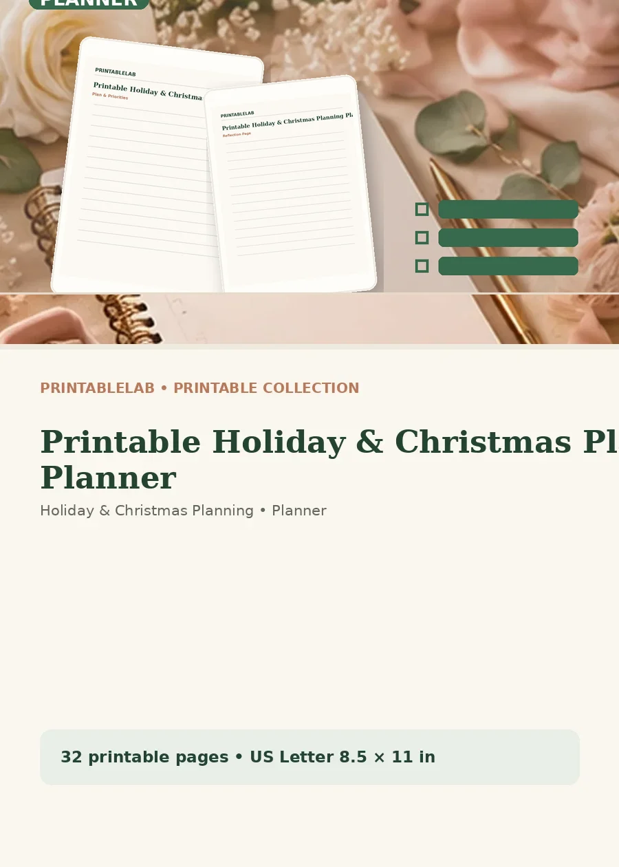 Printable Holiday & Christmas Planning Planner cover