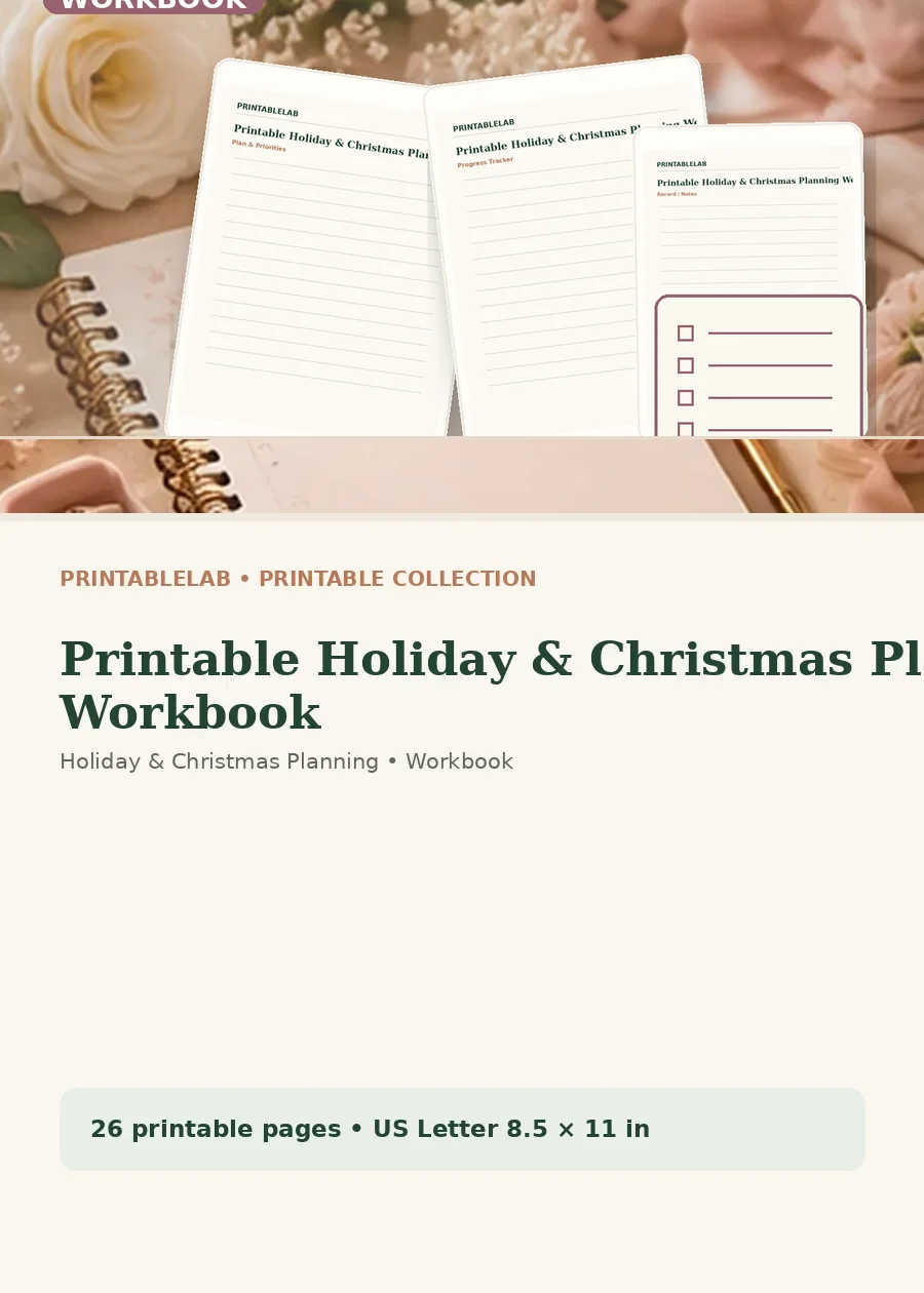 Printable Holiday & Christmas Planning Workbook cover
