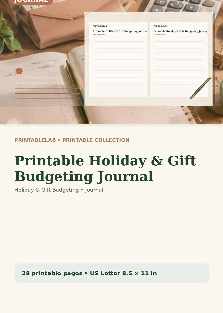 Printable Holiday & Gift Budgeting Journal cover