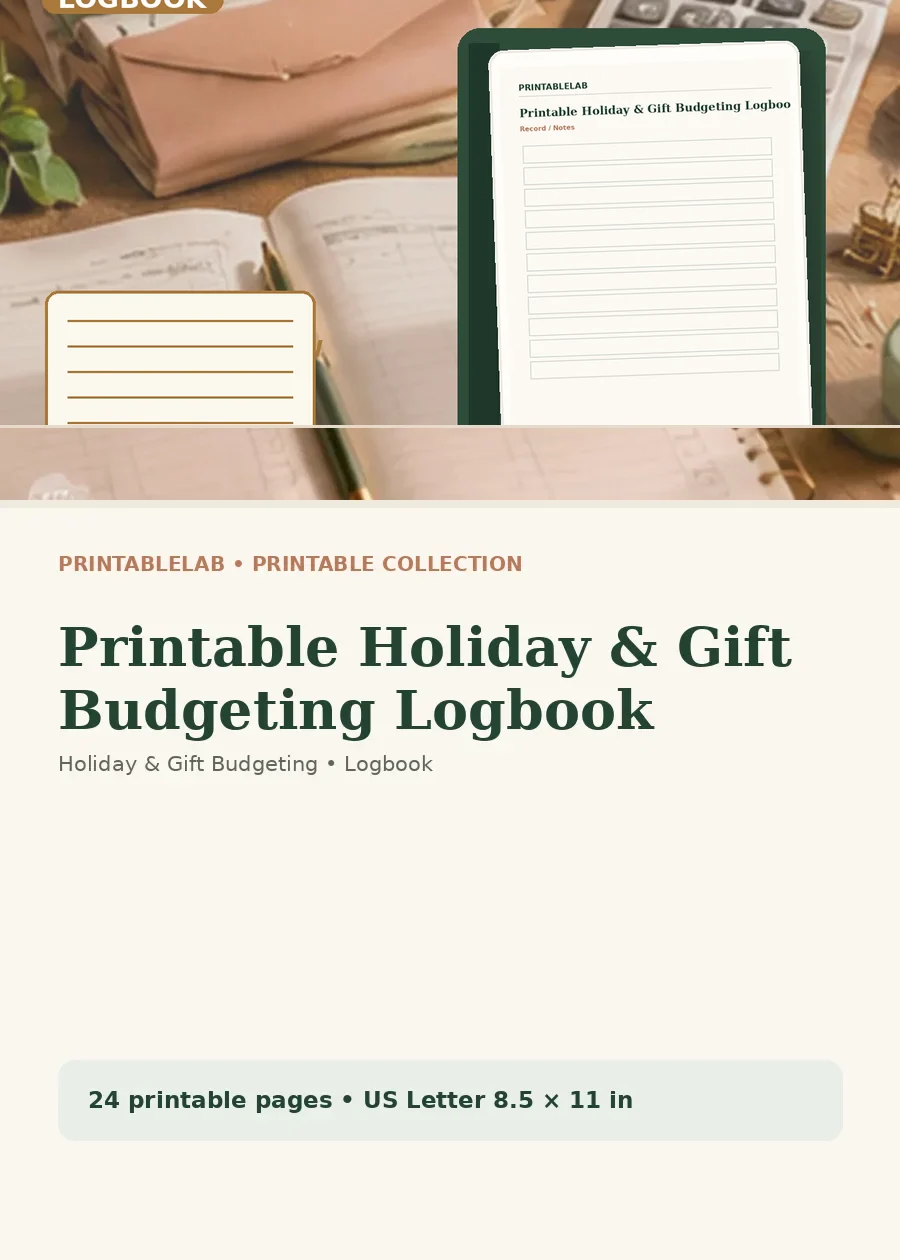 Printable Holiday & Gift Budgeting Logbook cover