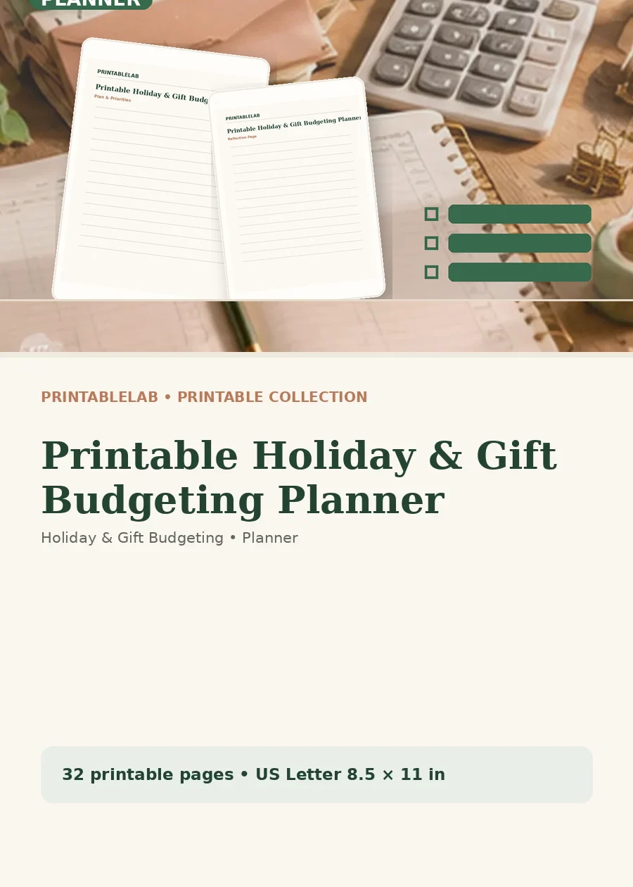 Printable Holiday & Gift Budgeting Planner cover