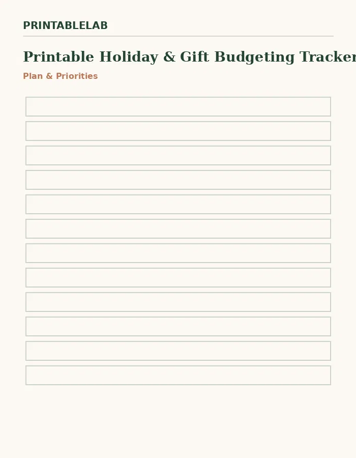 Printable Holiday & Gift Budgeting Tracker preview 1