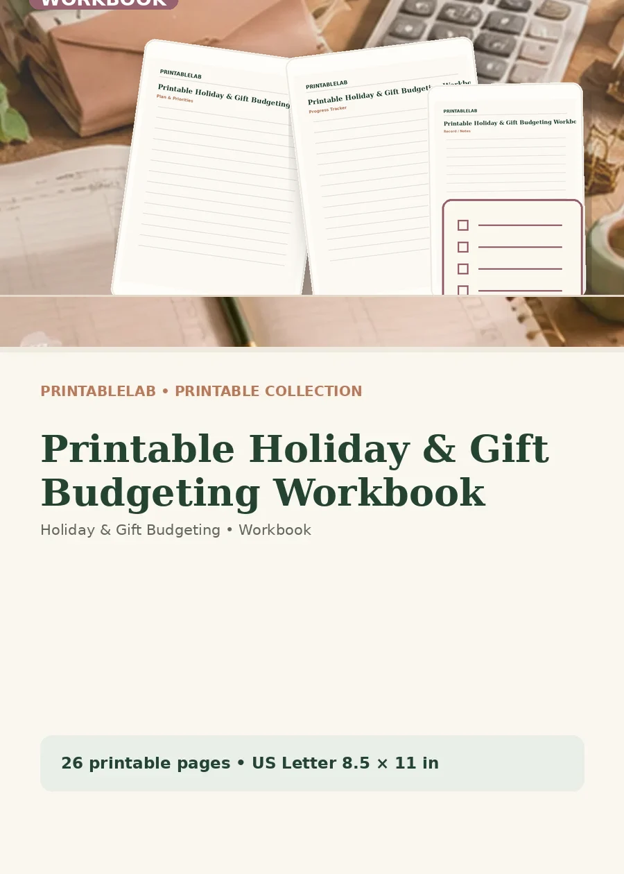 Printable Holiday & Gift Budgeting Workbook cover