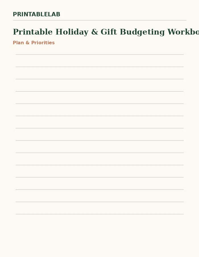 Printable Holiday & Gift Budgeting Workbook preview 1