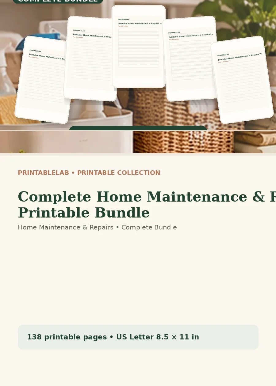 Complete Home Maintenance & Repairs Printable Bundle cover