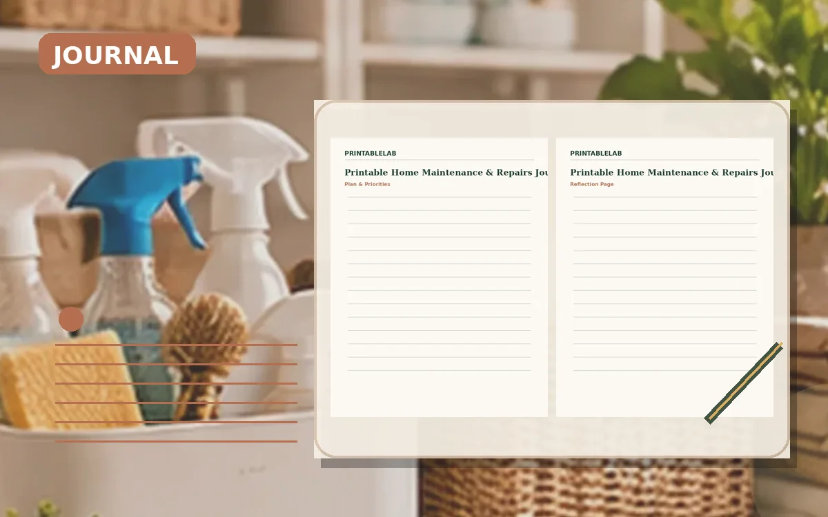 Printable Home Maintenance & Repairs Journal cover