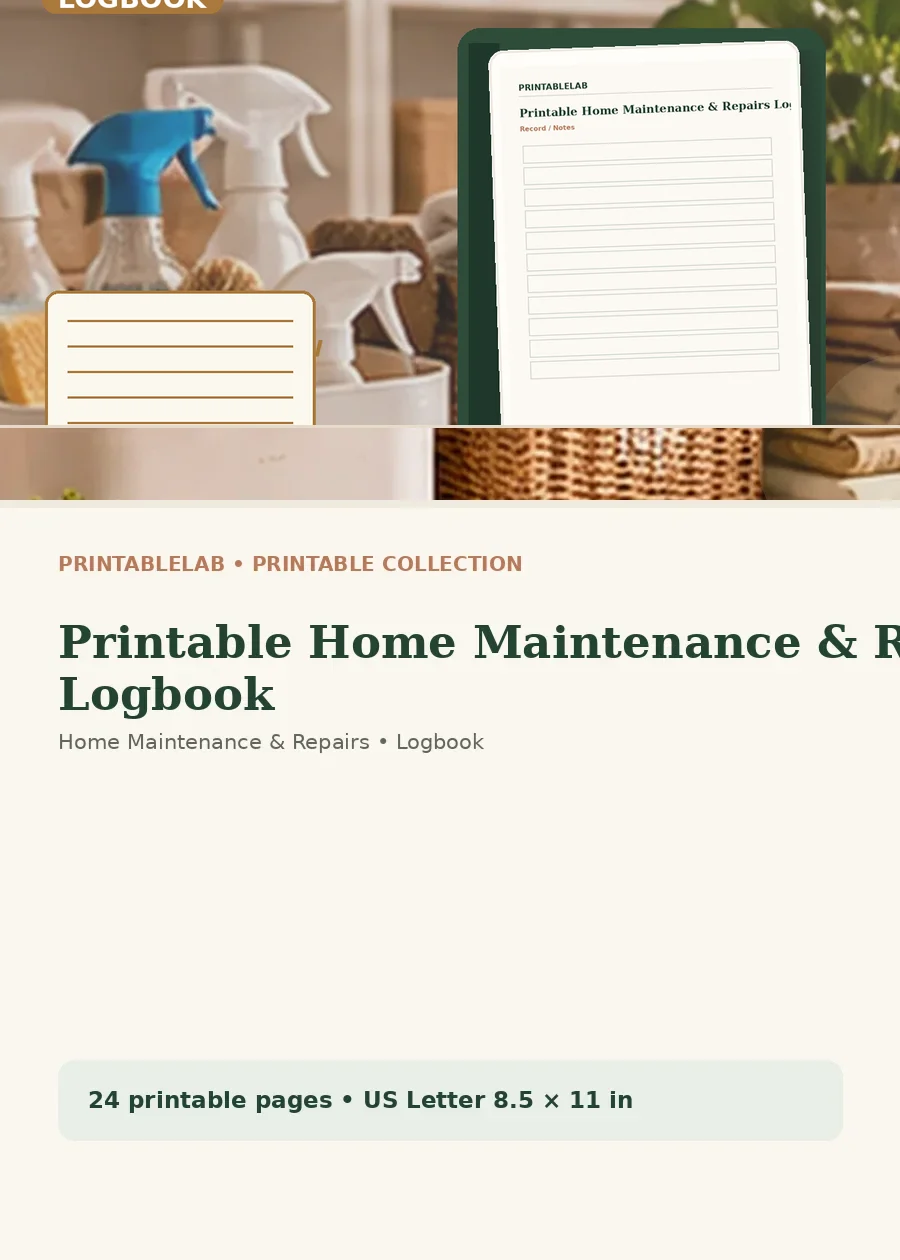 Printable Home Maintenance & Repairs Logbook cover