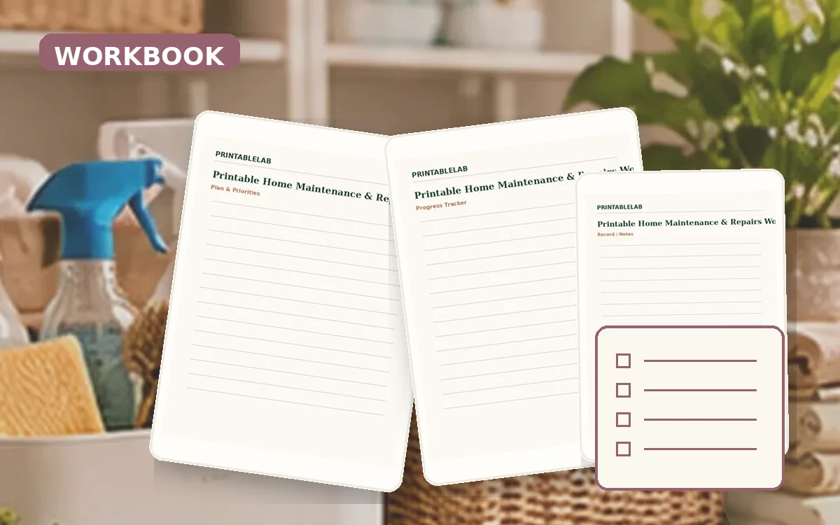 Printable Home Maintenance & Repairs Workbook cover
