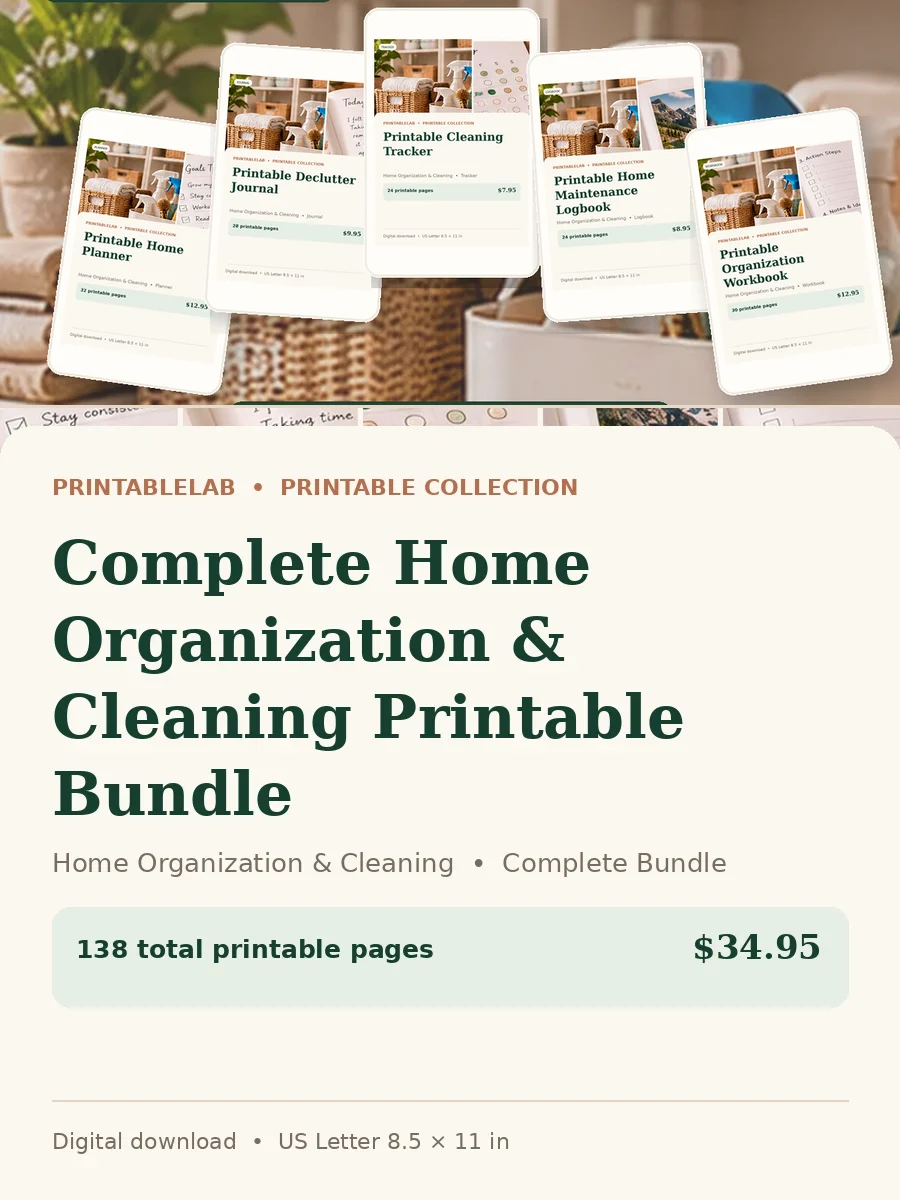 Complete Home Organization & Cleaning Printable Bundle cover