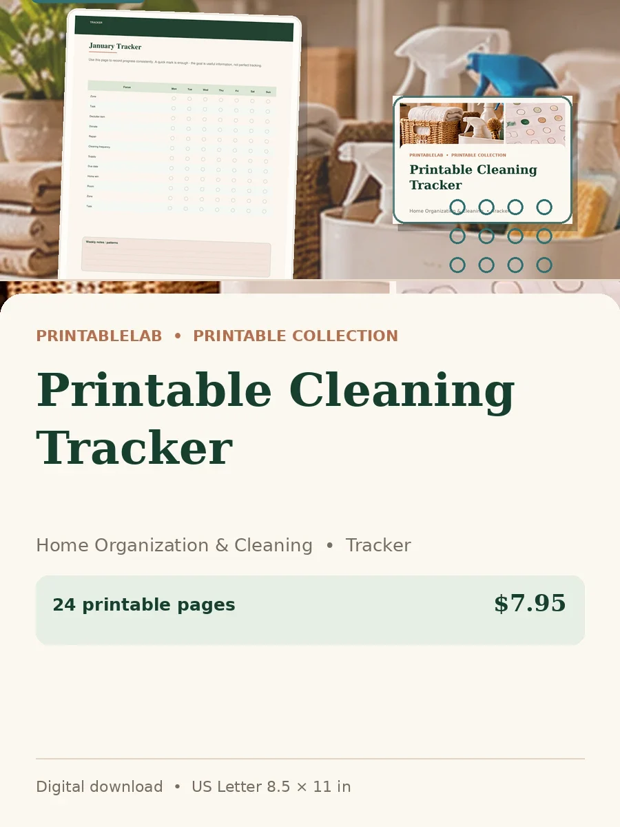 Printable Cleaning Tracker cover