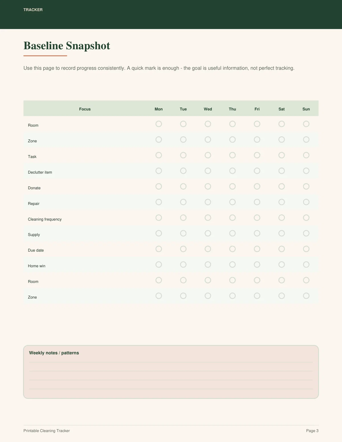 Printable Cleaning Tracker preview 2