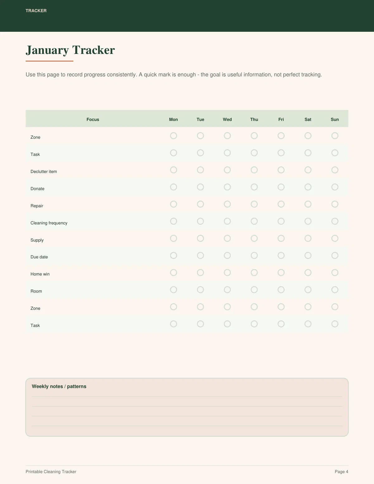 Printable Cleaning Tracker preview 3