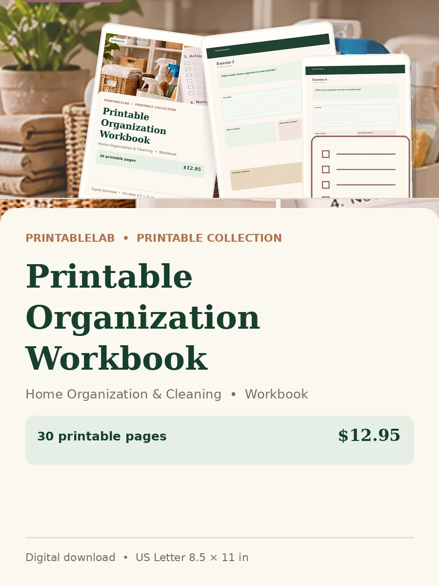 Printable Organization Workbook cover
