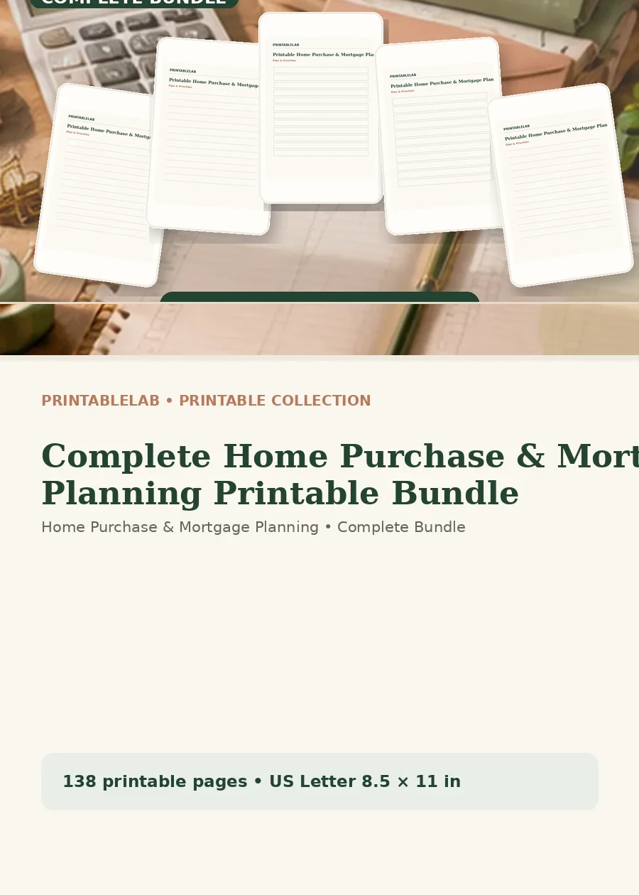 Complete Home Purchase & Mortgage Planning Printable Bundle cover